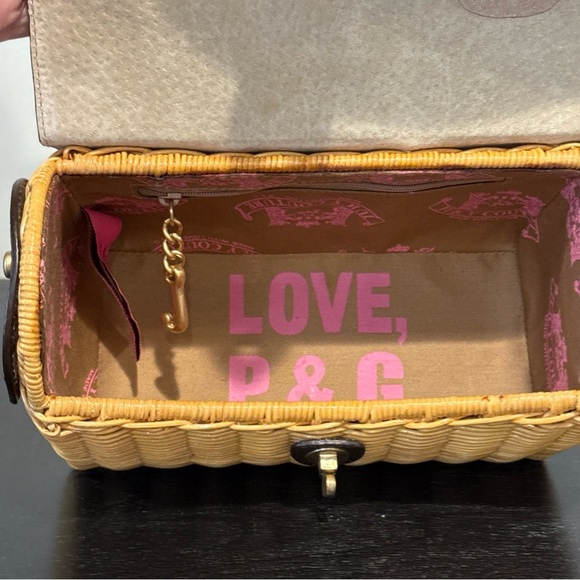 Juicy Couture Wicker Rattan Basket Bag Purse Brown Leather Trim Y2K Vintage NWOT - Picture 9 of 12